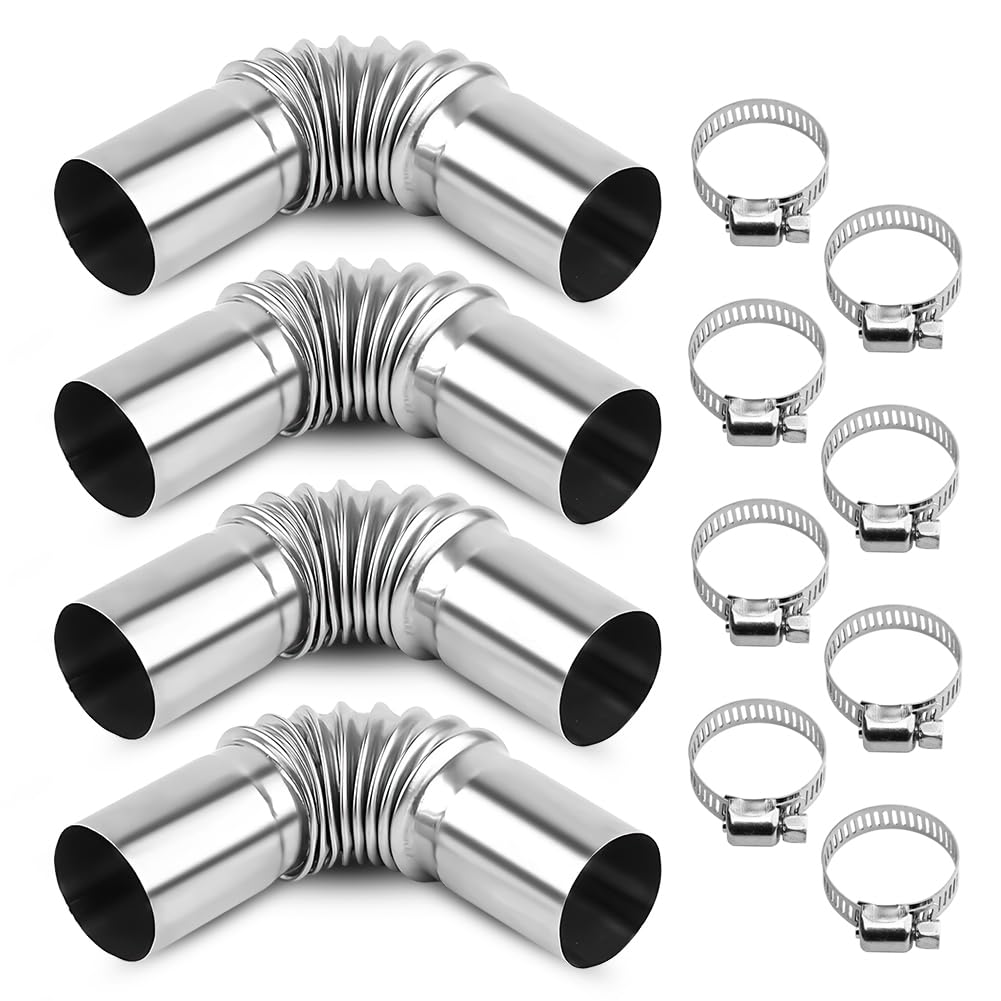 4Pcs Connettore di Scarico di Uscita del, 25mm Tubo di scarico per riscaldamento auto con 8 morsetti, Connettore del Condotto Dell'aria del Tubo di Scarico