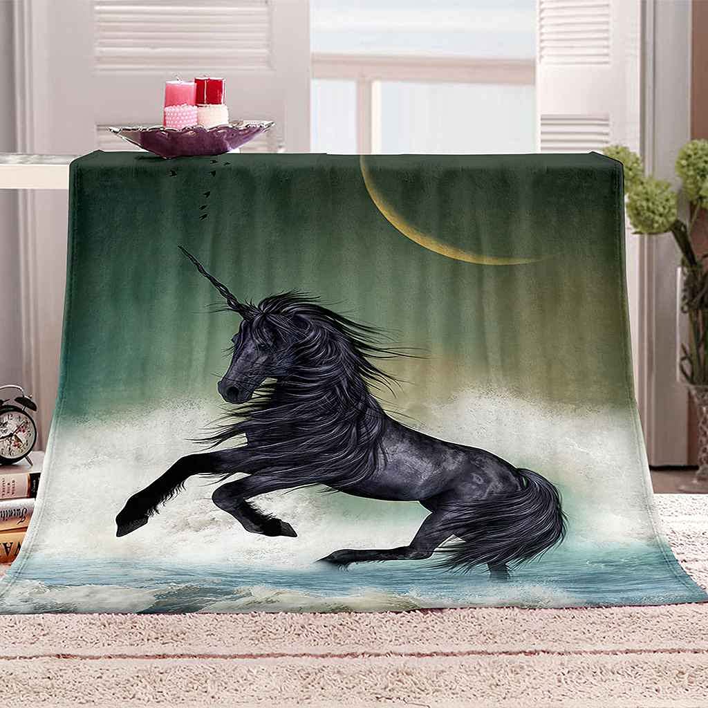 Couverture polaire cheval cadeau idéal anniversaire plaid flanelle doux jeté de lit