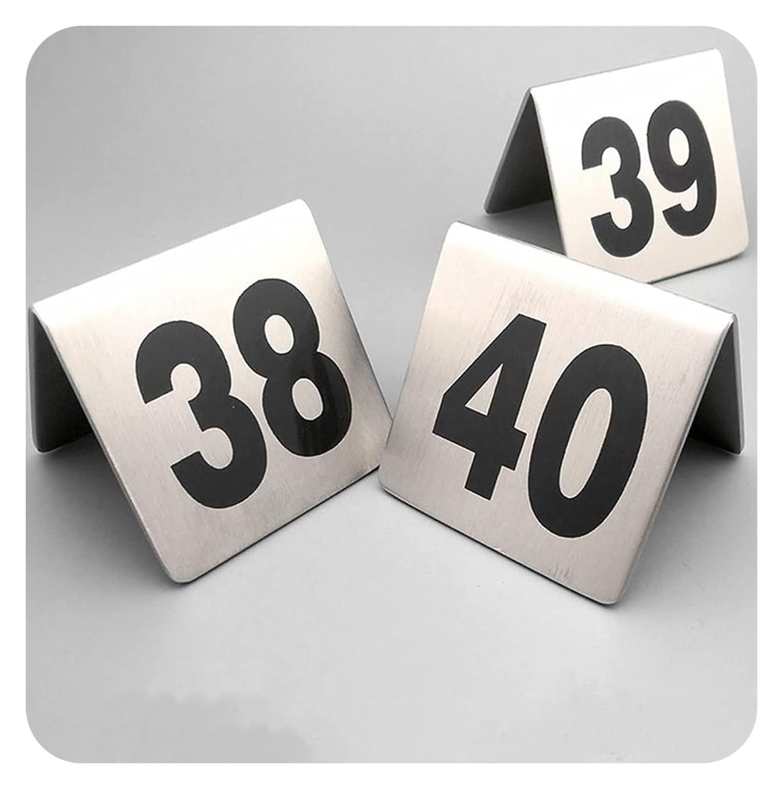 Carte dei Numeri dei tavoli, Carte Numeriche da Tavolo in Acciaio Inossidabile Set Bifacciale di 50 O 100 Numeri 5x4x3,5 Cm(Number 1-100)