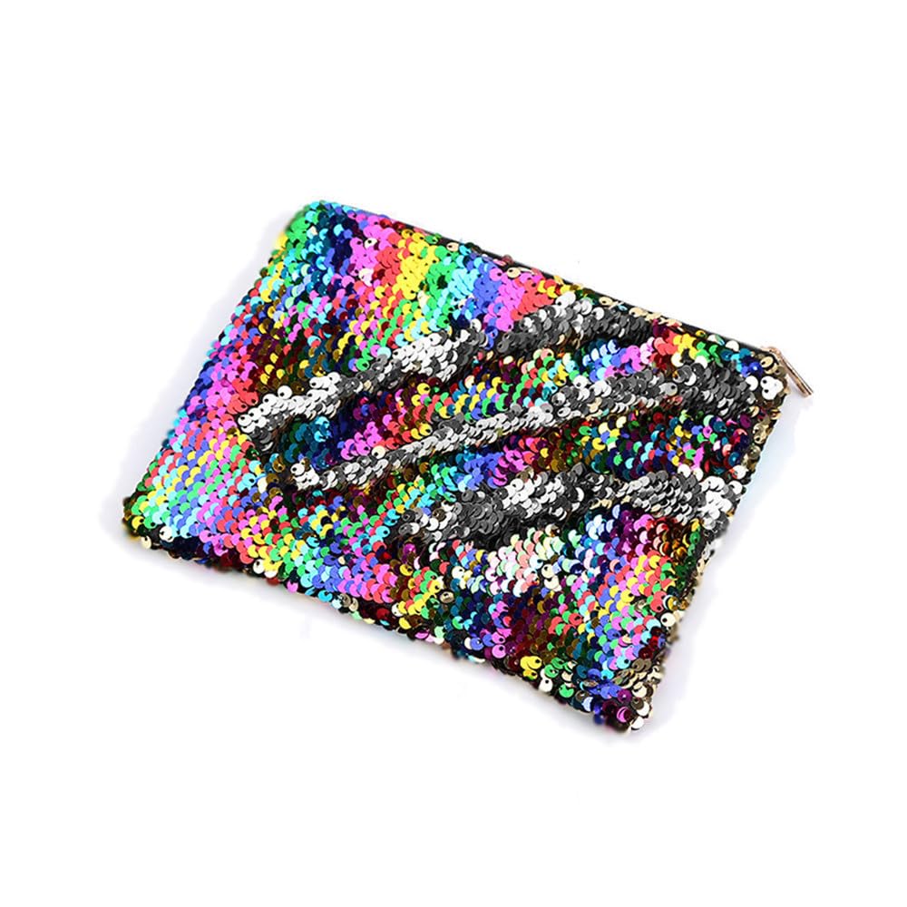 DUORUIMI Sequin Pencil Case Pen Bag Holder Large Capacity with Glitters Office Organizer Storage Makeup Bag for Students Girls (A)