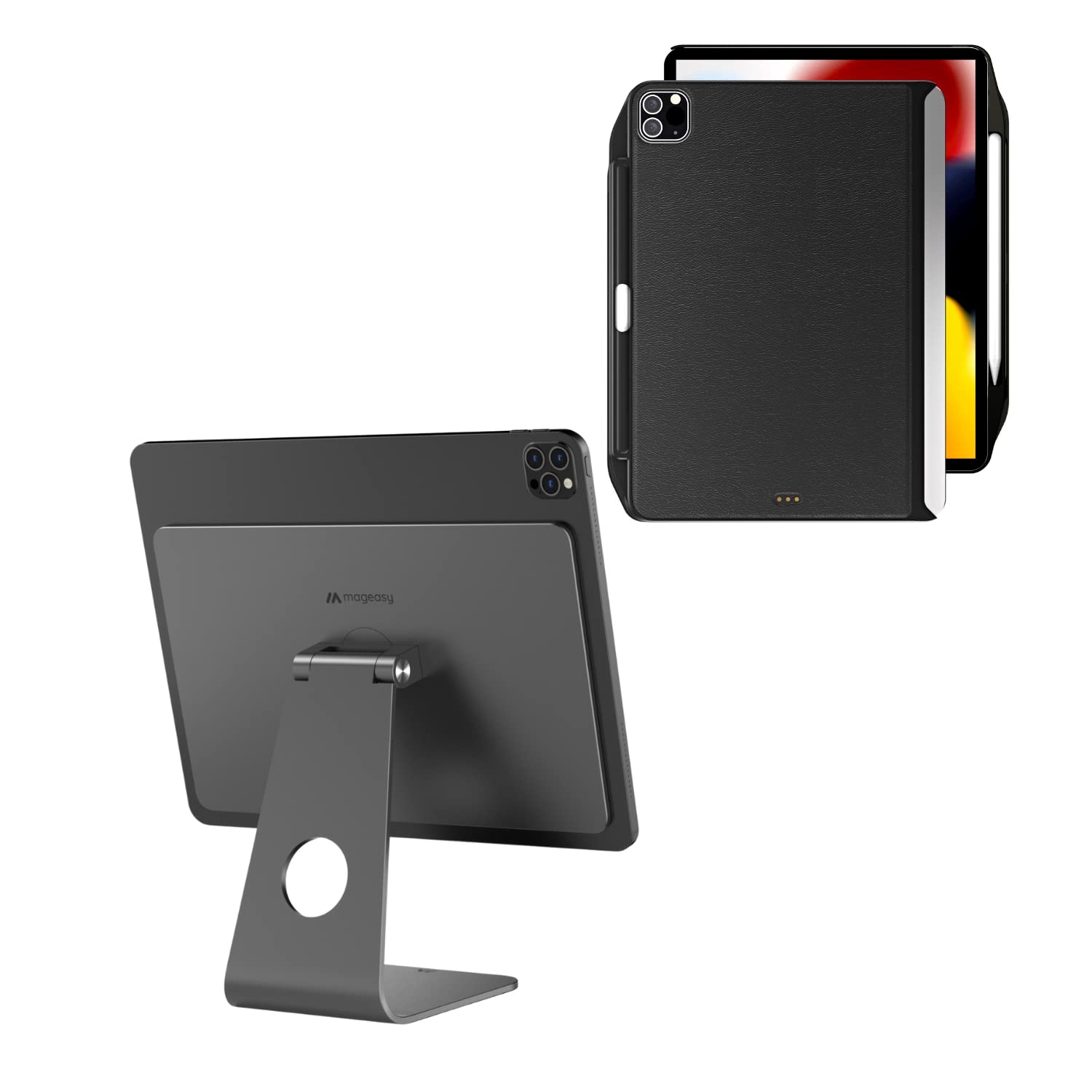 SWITCHEASY Leather CoverBuddy Magnetic iPad Case with MagMounr for iPad Aluminum Alloy Magnetic iPad Pro 11" Stand