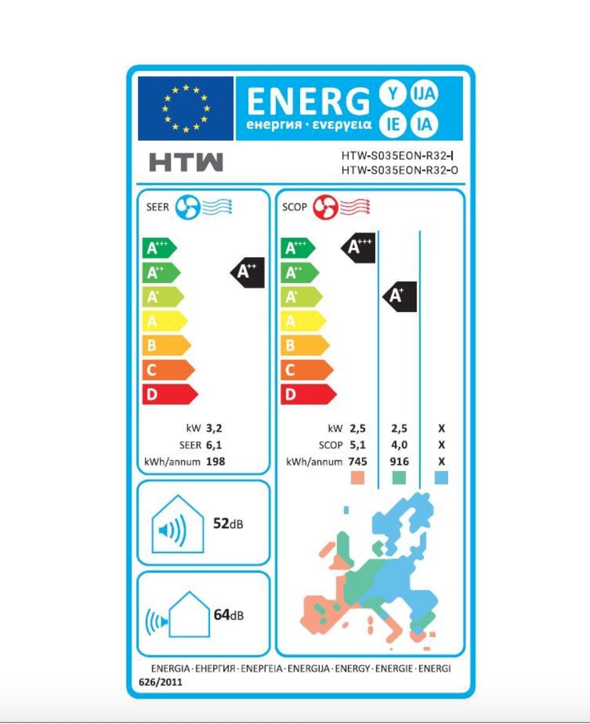 AIRE ACONDICIONADO HTW Split 1x1 EON 3000 frigorias Inverter wifi