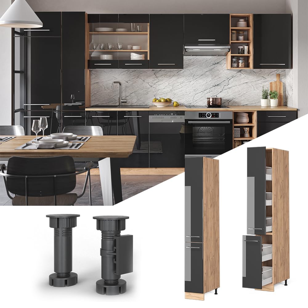 Vicco Meuble Haute de Cuisine Fame-Line, Anthracite Haute Brillance, 30cm, à Combiner avec d'autres modules de la série Fame-Line