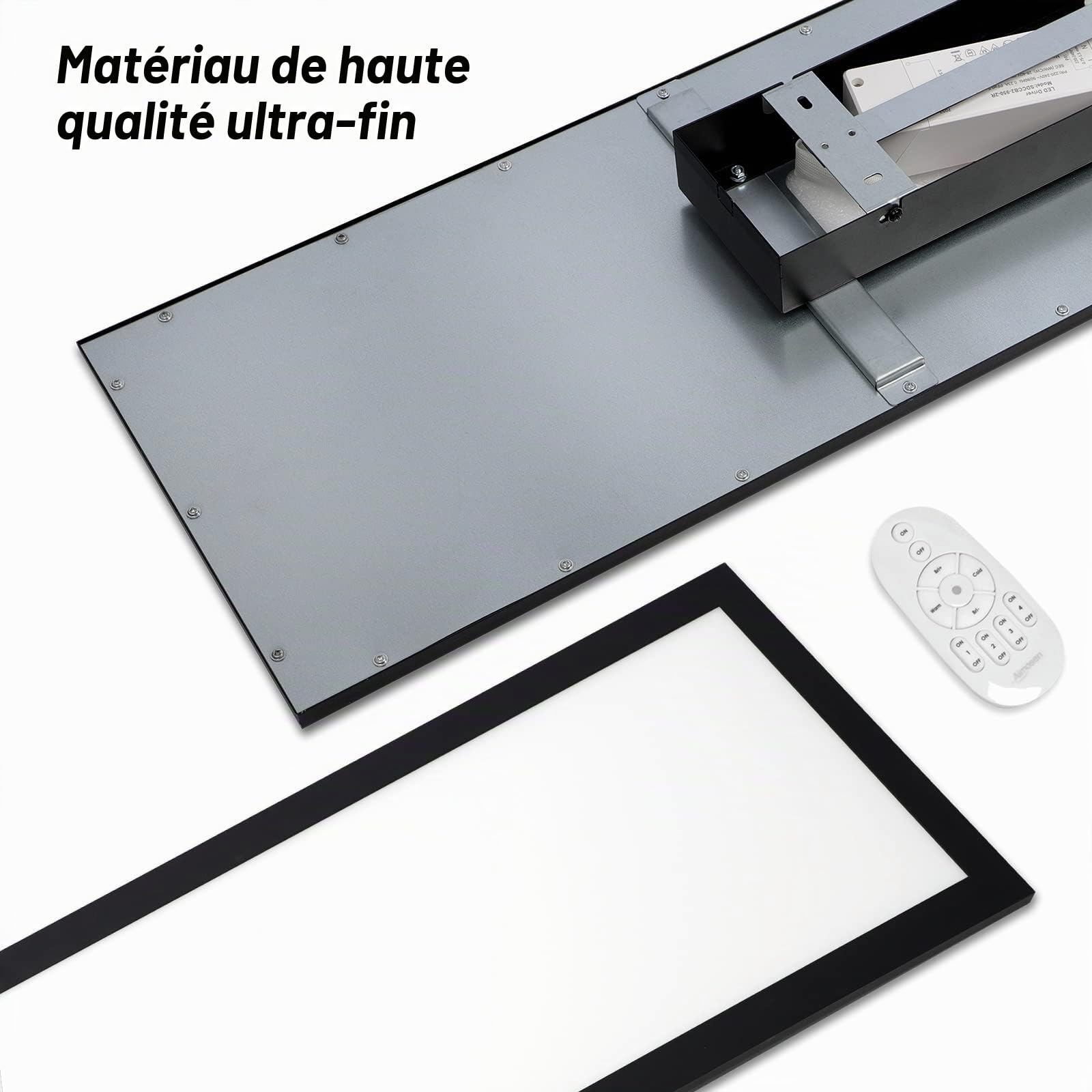 Plafonnier LED Réglable 100x25cm avec Télécommande, 28W Lampe de Plafond 2700K - 6500K (Blanc Chaud/Naturel/Froid), Panneau LED Mince pour Salon, Salle de Cuisine, Balcon, Couloir, Bureau, Garage