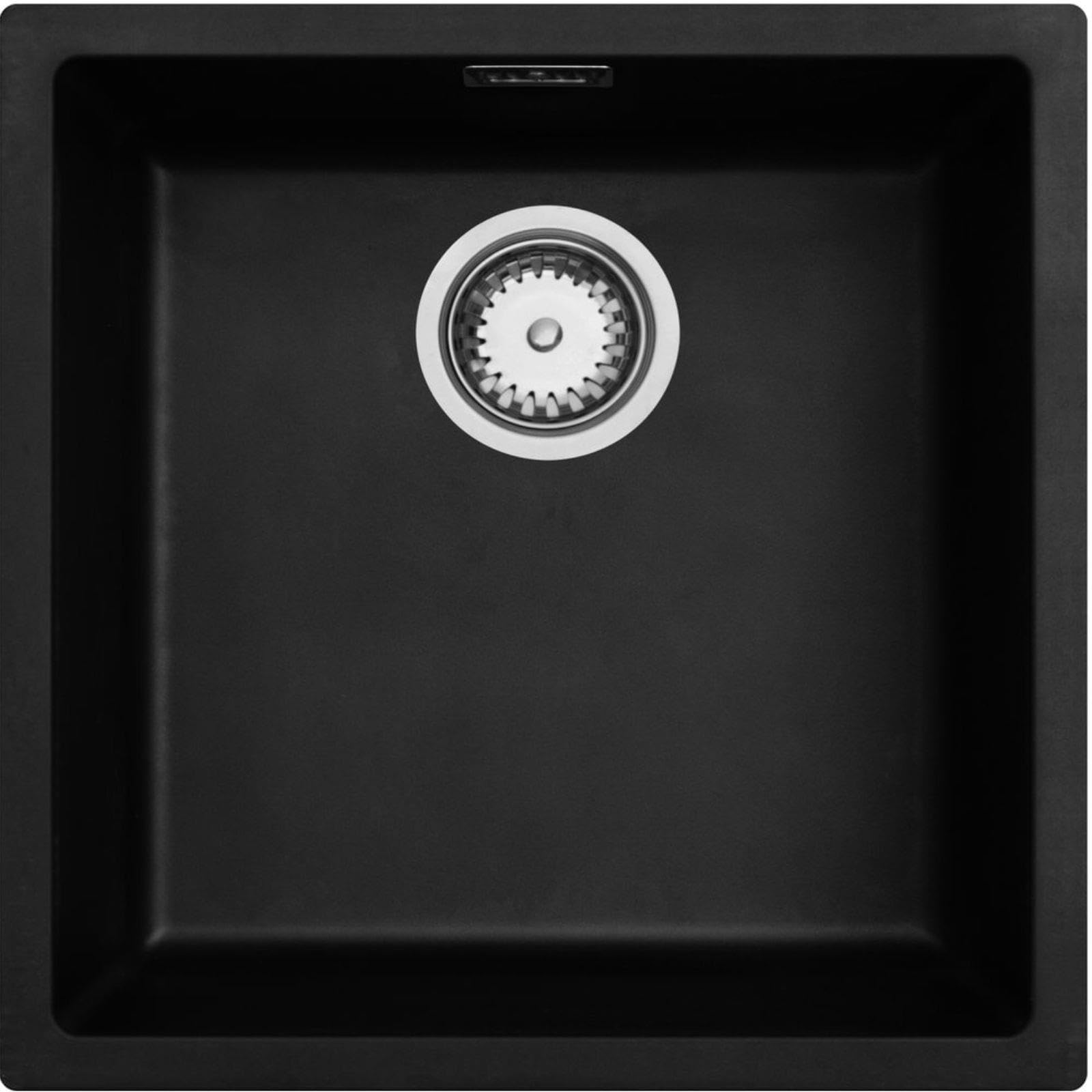 Fregadero Negro Luquicina LD44BL – 1 seno cuadrado – Empotrable o Bajo Encimera – Composite BIO – 45 x 45 x 20 cm
