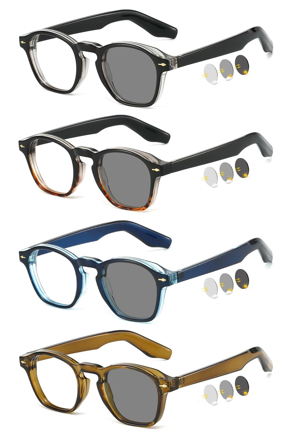 VEVESMUNDO Selbsttönende Lesebrille Blaulichtfilter Photochrome Sonnenlesebrille Getönt Brillen mit Sonnenschutz
