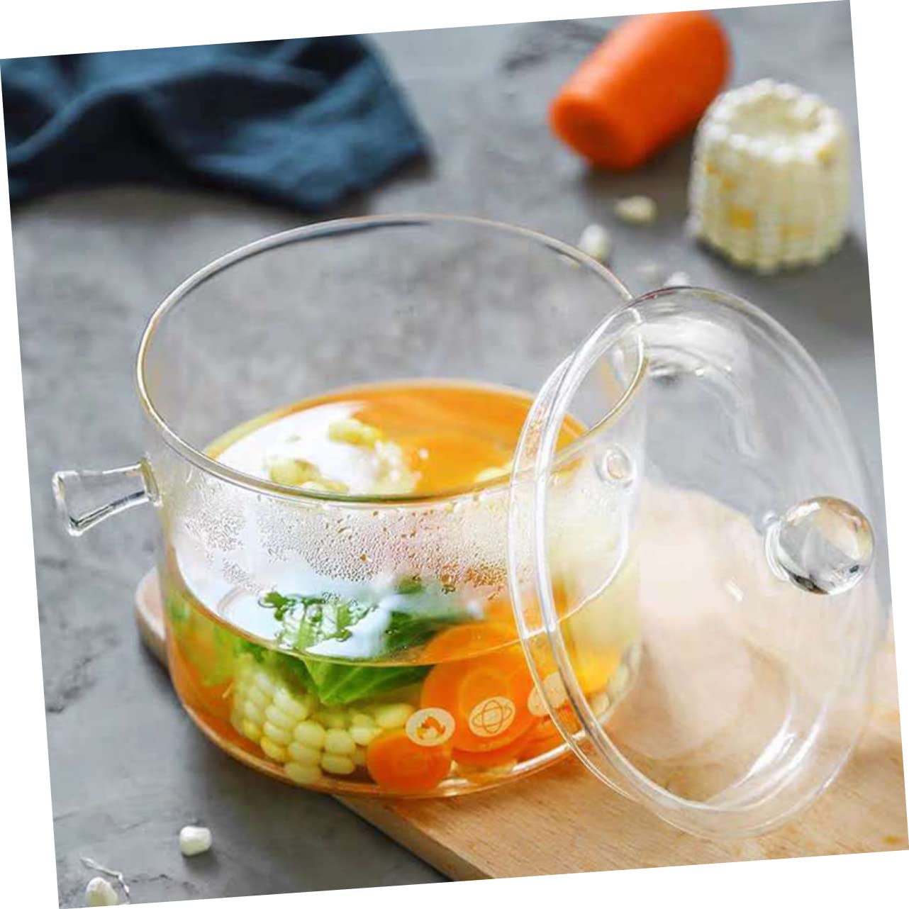 Kochtopf, 3Er-Set Glas-Instantnudelschüssel, Instant-Ramen-Schüssel, Glastopf, Küchenkochtopf, Ramen-Schüssel, Klarglas-Glastopf Mit Deckel, Küchenutensilien