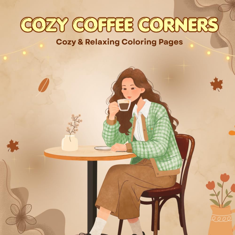 Cozy Coffee Corners: Cozy & Relaxing Coloring Pages: A Cozy Coloring Book Featuring Coffee Moments, Relaxing Spaces, Reading Nooks, and Stress-Relieving Designs for Adults and Teens