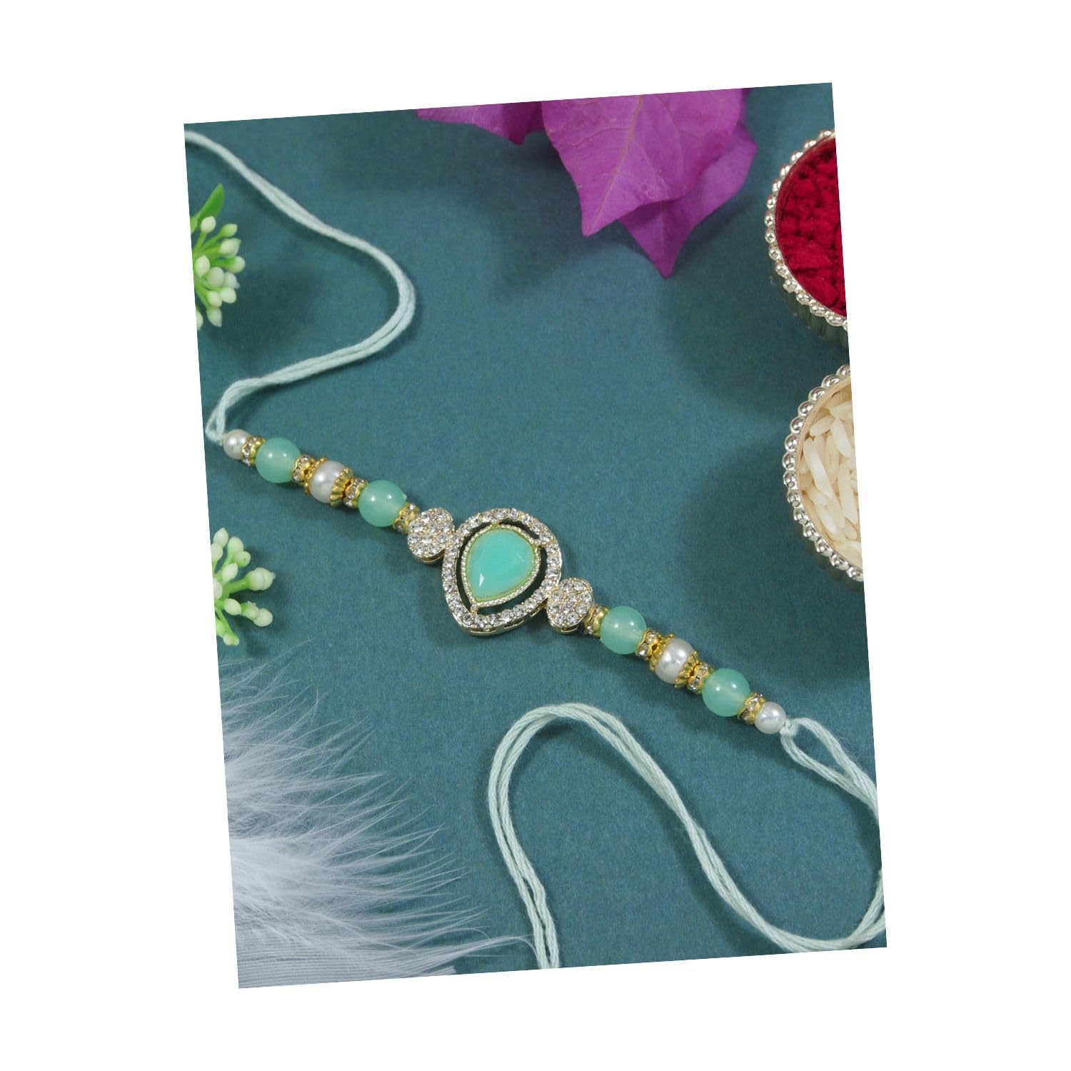 I Jewels Kundan & Pearl Bhaiya Rakhi With Roli Chawal & Rakshabandhan Card For Brother/Bro/Men (R146Min) (B0D7HV4Q3F) Amazon Price History, Amazon Price Tracker
