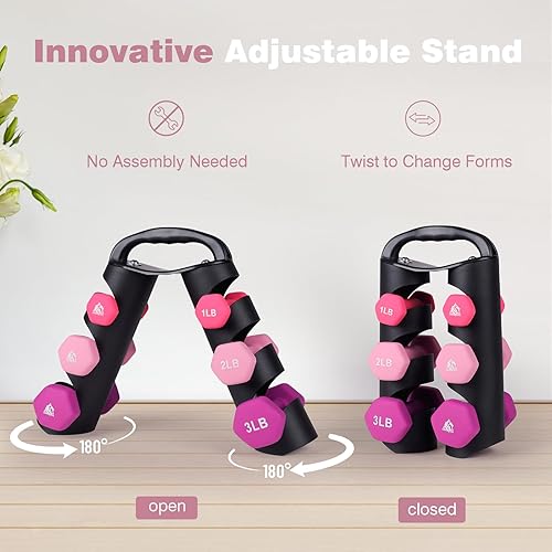 Miniatura 3 de LIONSCOOL Juego de 2 mancuernas con revestimiento de neopreno, mancuernas hexagonales antideslizantes y que no se ruedan en par para entrenamiento