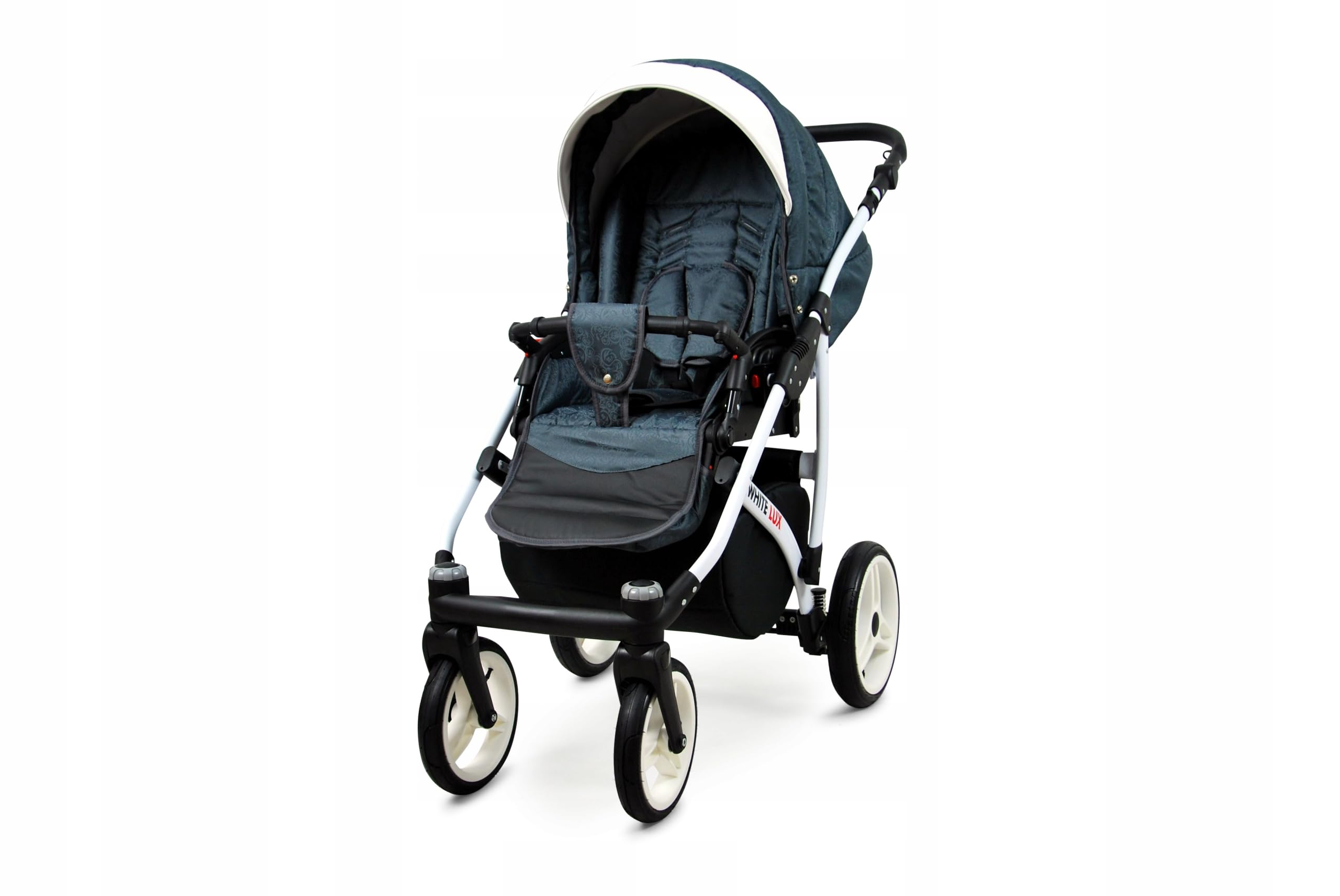 BabyLux® Kinderwagen Set 3 in 1 - White Lux - incl. Babywanne, Buggy Sportsitz, Auto-Babyschale - Autositz - Kinderwagenset - Kombikinderwagen mit Wickeltasche, Regenschutz usw.