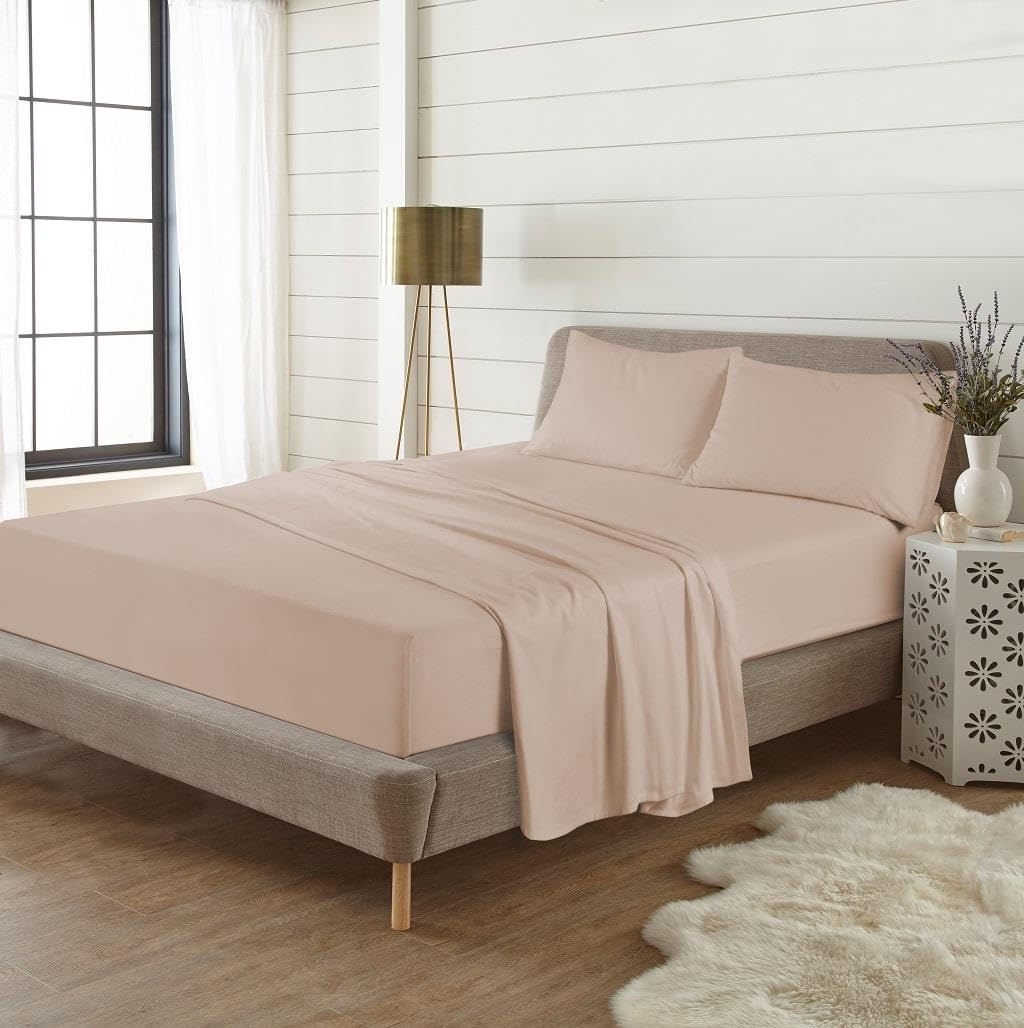 Kampala Hill Flannelette Plain Dye Brushed Cotton Sheet Set: Single Flat + Fitted Sheet + Pillowcase Latte