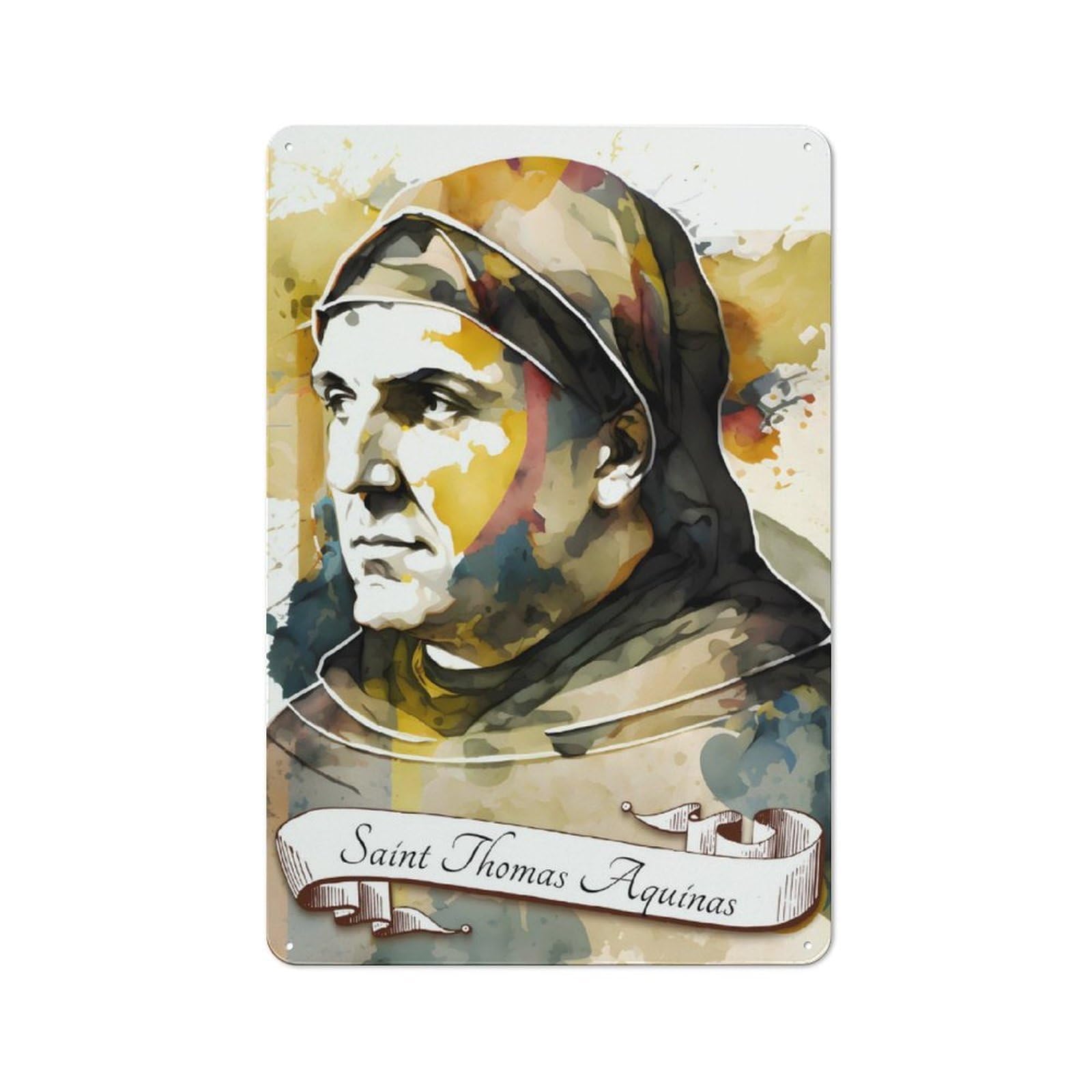 Junmoney Saint Thomas Aquinas Op Metal Wall Sign 30X20cm, Rustic Decor For Hallway Wall, For Metal Sign Collectors, For Garage And Workshop Walls
