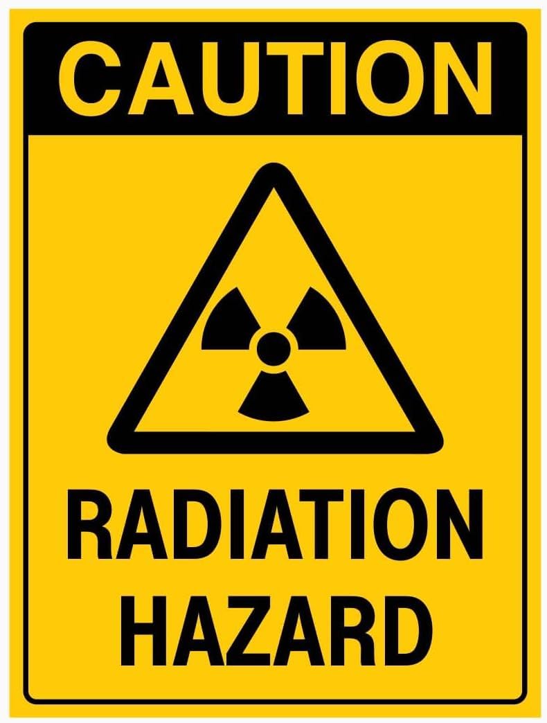 Caution Radiation Hazard Rust Free Aluminum Tin Sign - Workplace Decor with Pre-Drilled Holes for Industrial/Commercial Site - 12x8 Inch​