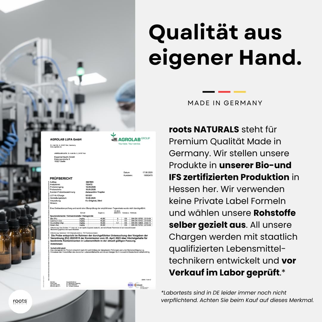 Astaxanthin Tropfen + Vitamin E I Antioxidans I, (30ml), 950 Tropfen für [2 Monate] - 6mg Astaxanthin, hochdosiert & vegan - höchste Bioverfügbarkeit - Laborgeprüft