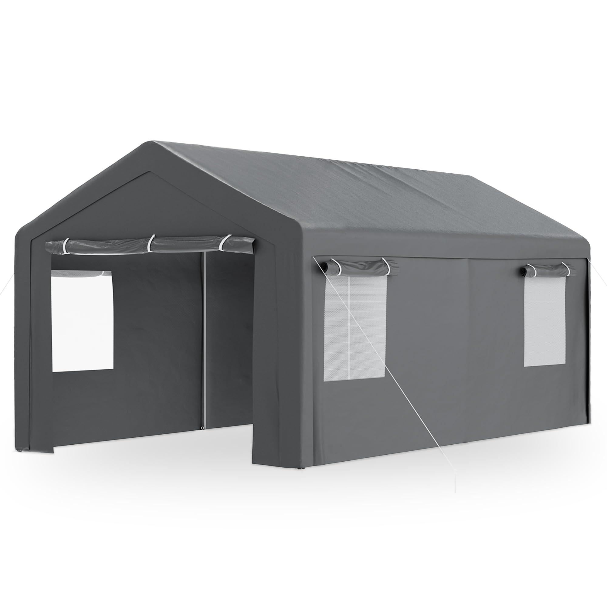 Oakmont 10' × 20' Car Tent, Heavy Duty Carport with Removable Sidewalls and All Metal Frame, Portable Canopy Garage with All-Season UV Resistant Tarp for Car Boat Truck Motorcycle (Dark Grey)