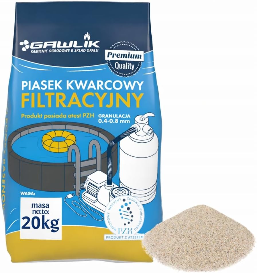 Piasek filtracyjny Piasek kwarcowy do pompy basenowej 0 4-0 8mm 20 kg