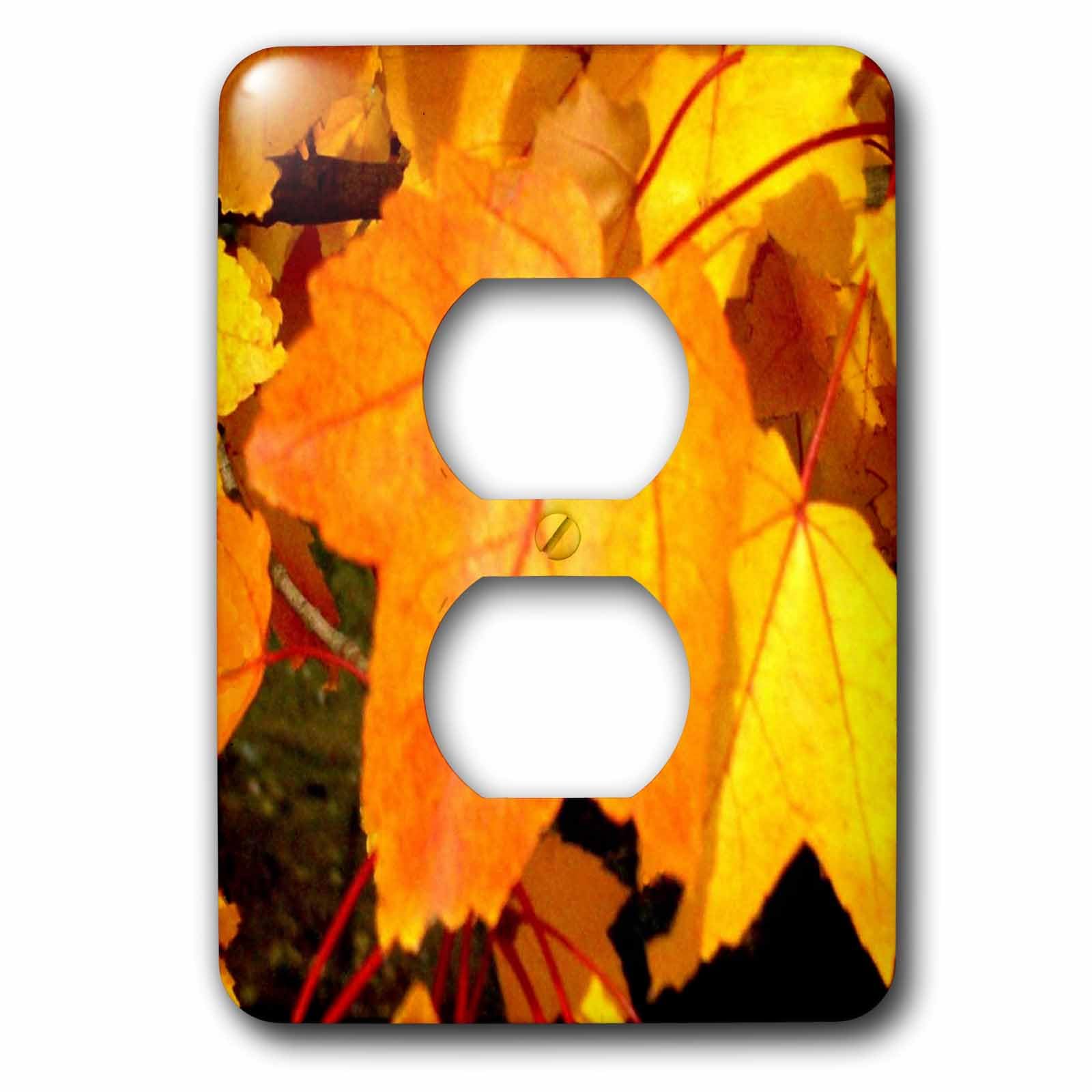 Cache-prise feuilles d'automne orange et doré 3dRose lsp_28919_6 au design brillant