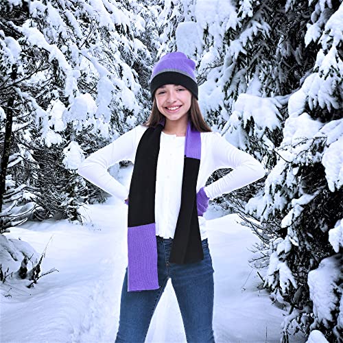 SWAK Girls Hat,Scarf & Glove Set-Kids Cold Weather Winter Accessories-Childrens 3 Pc Beanie Set-Big Girls Hat Scarves & Glove2