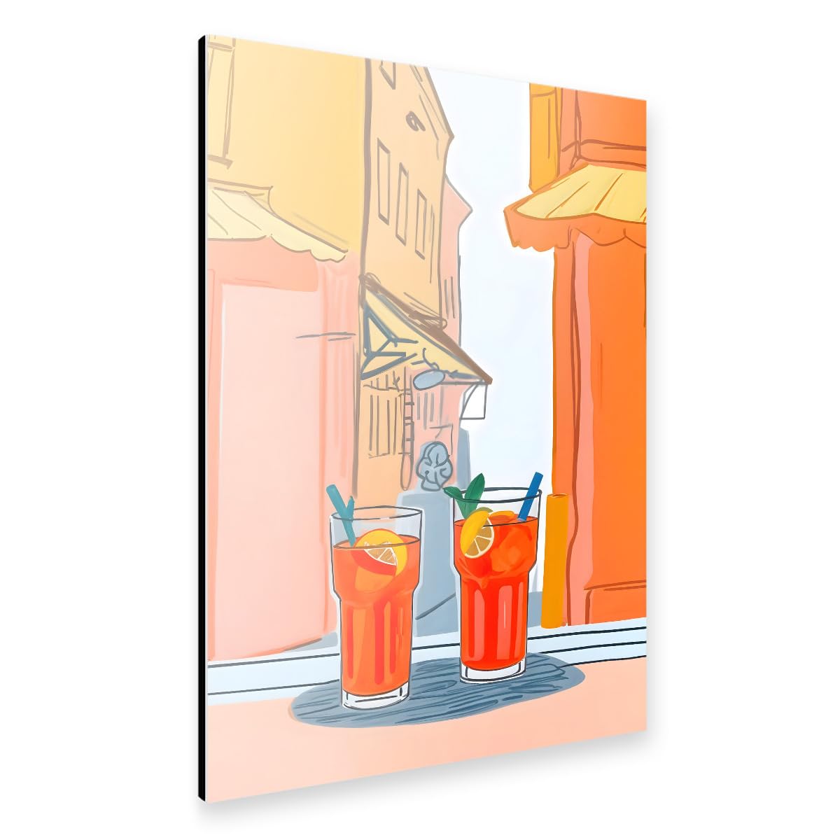 artboxONE Alu-Print 75x50 cm Bitte Zwei Aperolen von Künstler Uma Gokhale