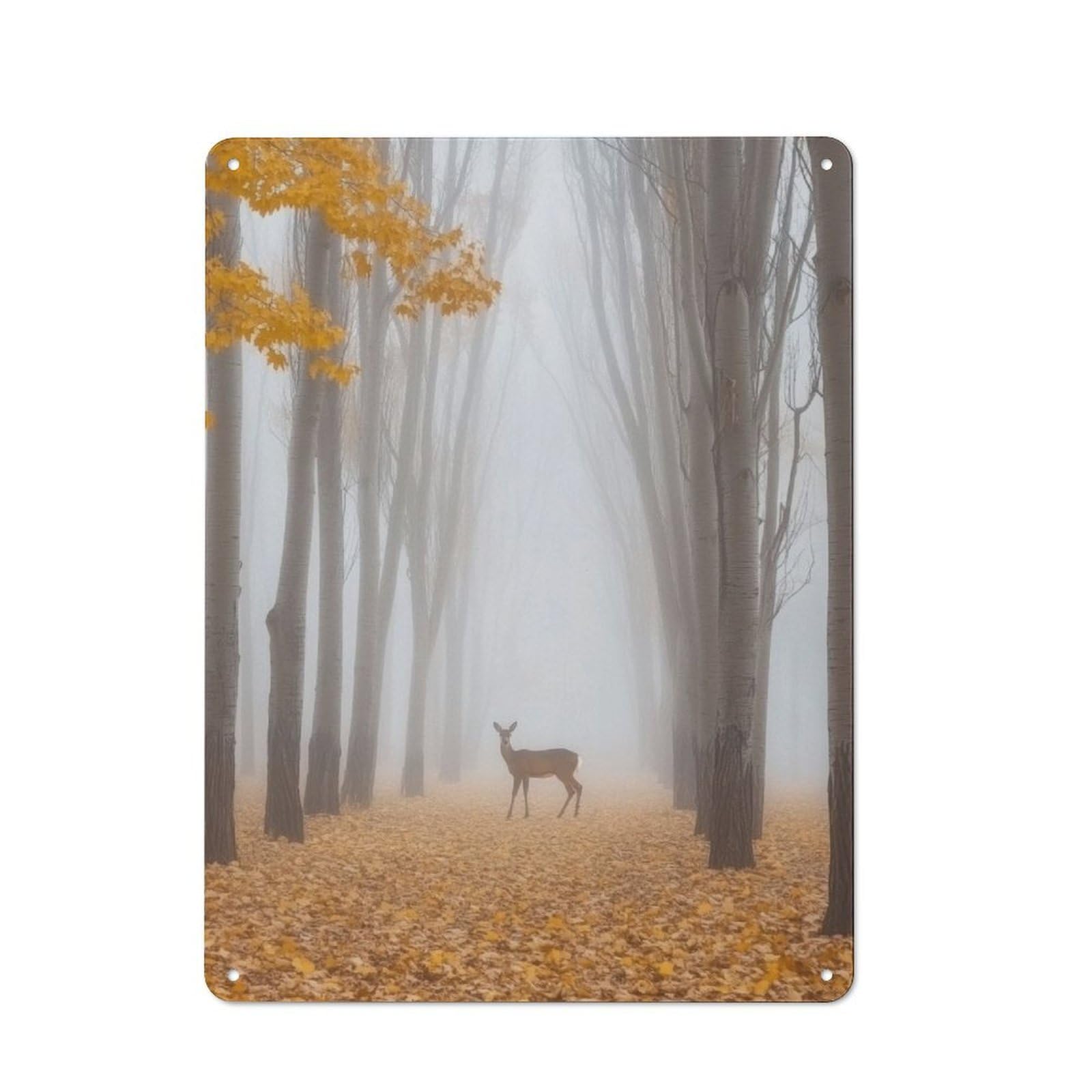 Junmoney Deer In Foggy Forest For Garden Room Or Summerhouse, Retro Tin Sign 40X30cm, Suited To Wall Displays In Garden Rooms And Summerhouses