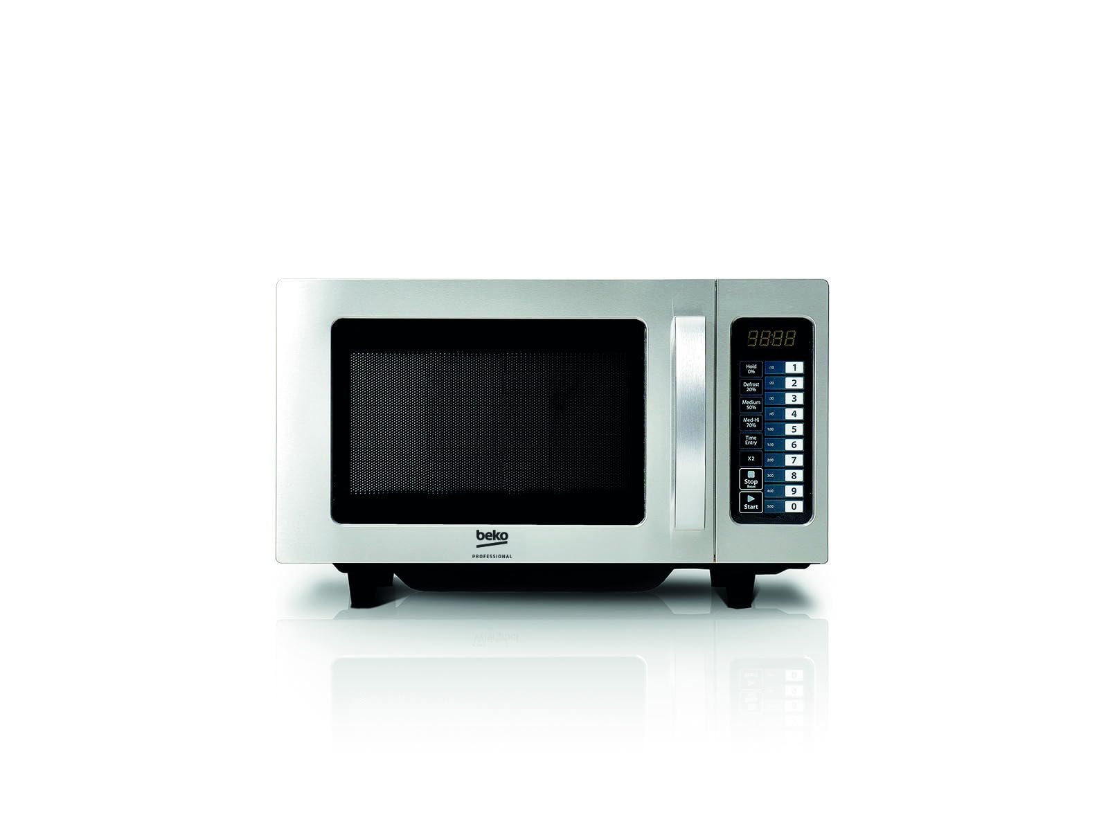 Beko Professional PRO 25IX_BP - Forno a microonde, capacità 25 litri, in acciaio inox, 36,4 x 51,1 x 31,1 cm, senza piatto girevole, finestra in ceramica