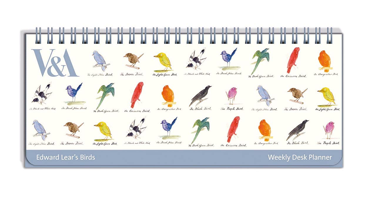 V&A Museum Edward Lear Birds Weekly Desk Planner