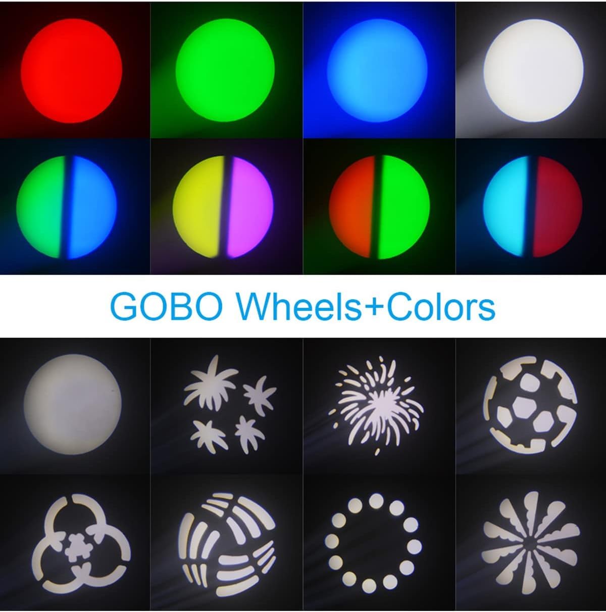 BETOPPER Lyre Beam 30W Jeu de Lumière DJ 7 Gobo 7 Couleurs Lumiere Disco 2P | RGBW Lumière de Scène 7+1 Couleurs & 7+1 Motifs Tête Mobile DMX512 Projecteur Lumiere Soiree Pour Danse Bar Spectacle