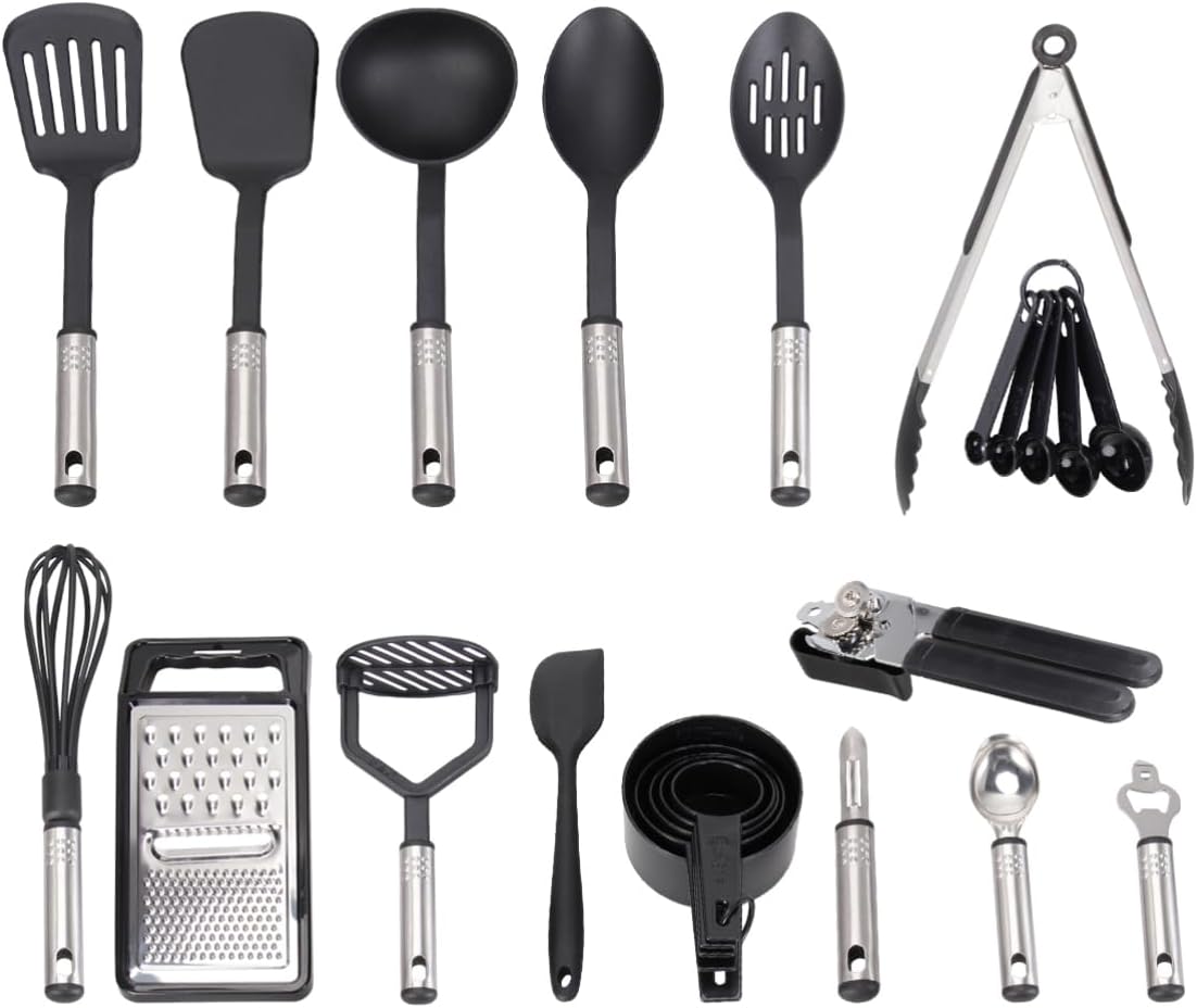 Non-stick Pans Cooking Utensil Set 24pc Kitchen Accessories for Stainless Steel Cookware Heat Resistant Handles