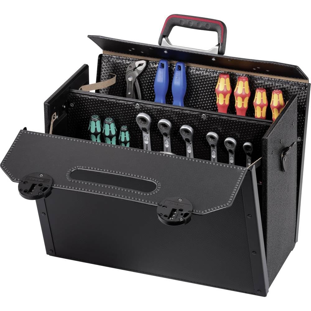 PARAT TOP-LINE KingSize CP-7 leere Werkzeugtasche 30 L | Große Ledertasche mit 4 CP-7 Haltern für bis zu 73 Werkzeuge | Profi Werkzeugtasche aus Leder & Con-Pearl® | Viel Stauraum
