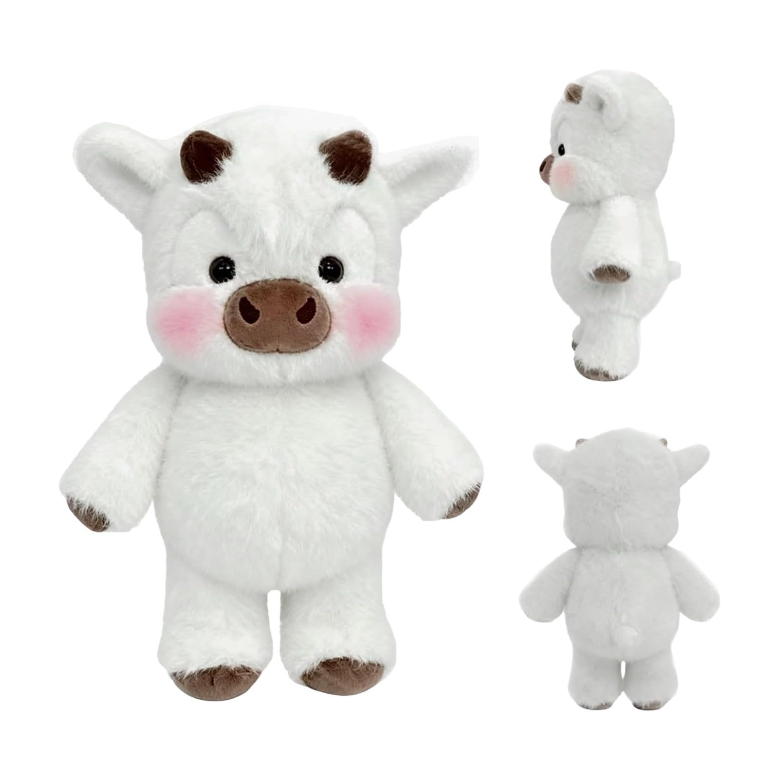 Bgdhinkt Highland Cow Plush Toy, Soft Running Cow Stuffed Animal, Adorable Huggable Highland Cow Plush for Home Decor Gift (White)