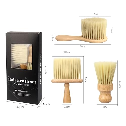 Miniatura 7 de 3 paquetes de cepillo profesional para peluquero para el cuello, limpieza de pelo, cerdas de nailon ultra suaves, cepillo para quitar el pelo suelto