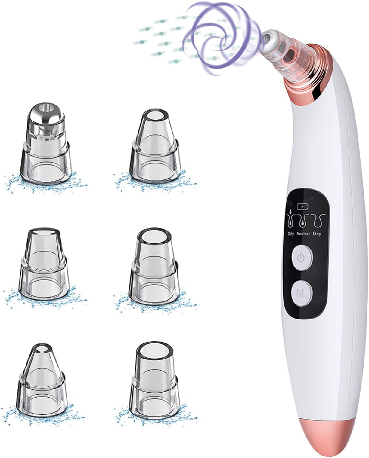 Blackhead Remover, Pore Vacuum Electric Blackhead Vacuum Extractor Clean Tool - Comedo Pore Extracotr Beauty Device with 6 Probes (White)