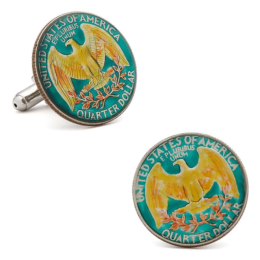 Mens Hand Painted USA Quarter Cufflinks