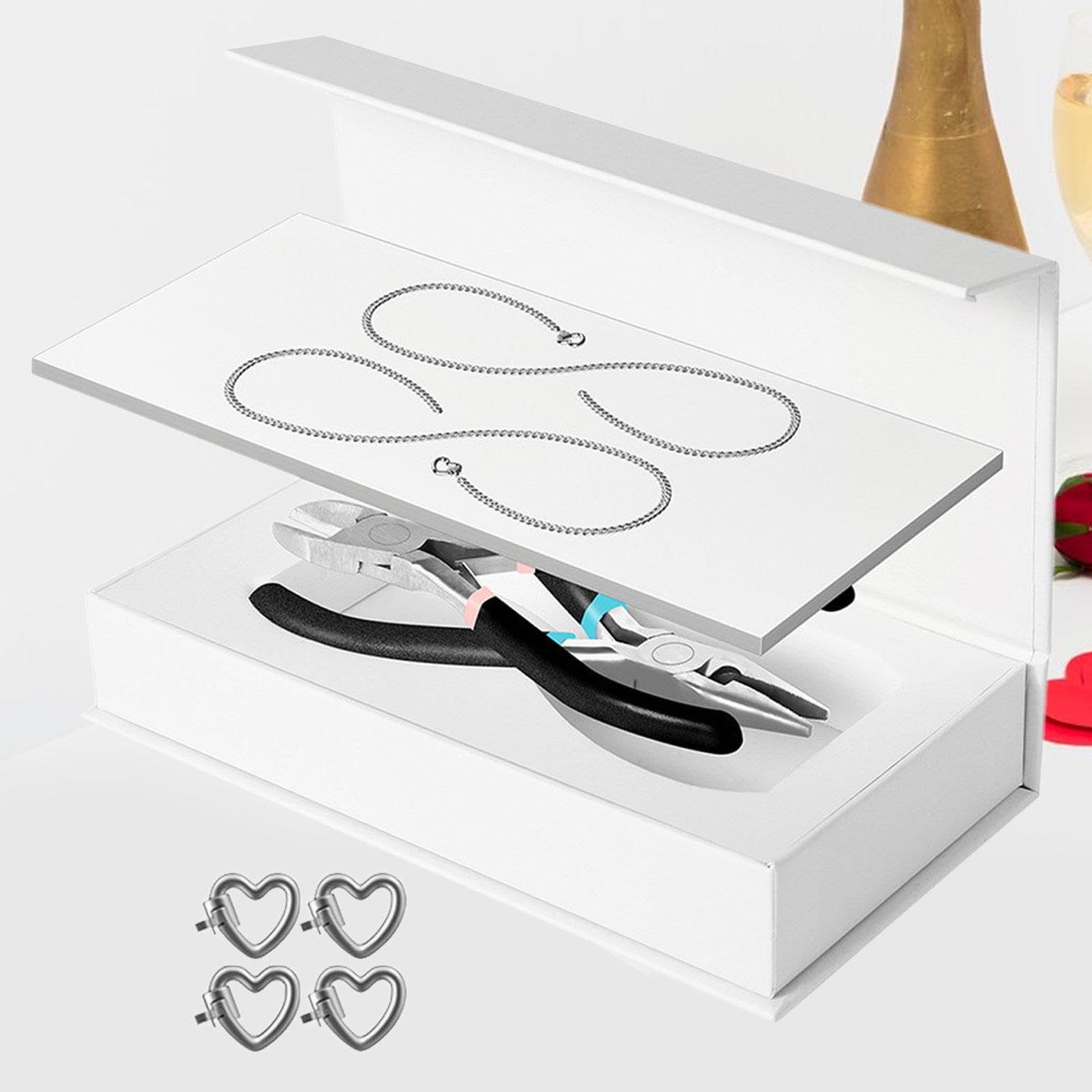 Set di braccialetti permanenti per coppie, kit per la creazione di gioielli, serate romantiche, anniversari, idea regalo premurosa, kit per, 1 paio argento, Lunghezza della catena: 23 cm