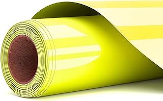 Vinilo Textil Termoadhesivo, Vinilo Textil Amarillo fluorescente 30.5 X 305CM HTV Rollo de Vinilo Transferencia de Calor, sombreros y otros tejidos,Fácil de cortar y desherbar