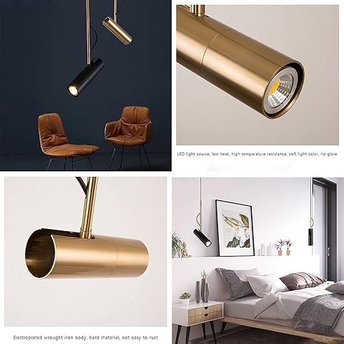 Miniatura 5 de Lámpara de techo para decoración artística, lámpara colgante LED de tubo cilíndrico largo, lámpara colgante de hierro moderna nórdica, lámparas