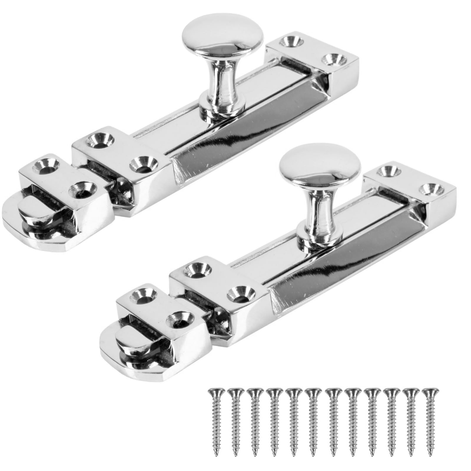 2 PCS Polished Chrome Door Lock Bolt, Surface Mounted Sliding Door Lock