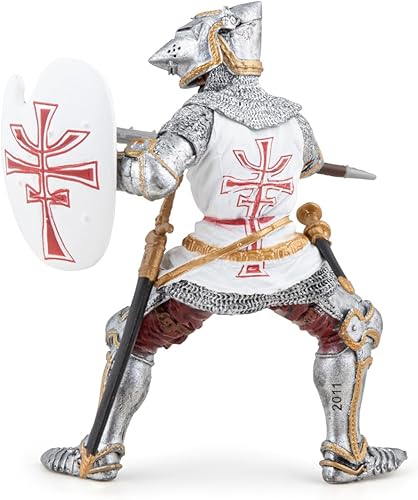 Miniatura 4 de Papo - Figura de caballero cruzado con cruz - Juguete de guerrero medieval para niños mayores de 3 años - Modelo histórico teutónico pintado a mano