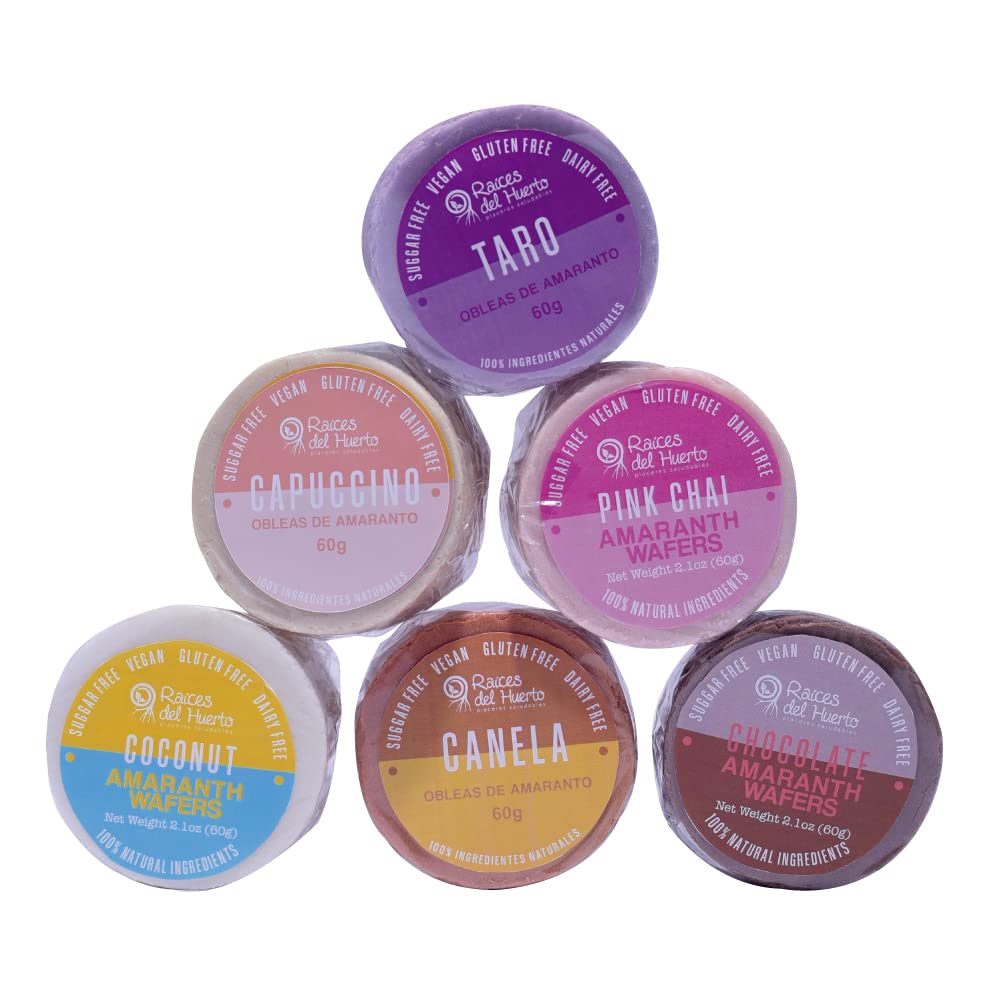 Raíces del Huerto. Amaranth Wafers Thins –Obleas- Low calorie Snack. (Multi-flavor (Traditional), 6 Pack)