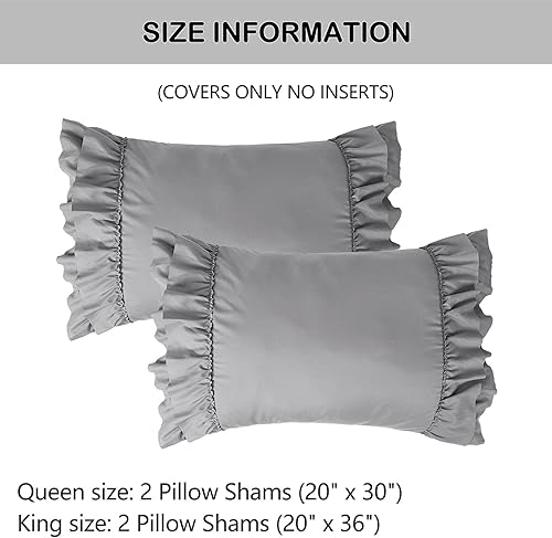 Miniatura 7 de HIG Paquete de 2 fundas de almohada estilo rústico con volantes, tamaño estándar, estilo rústico francés, vintage, con volantes artesanales, fundas