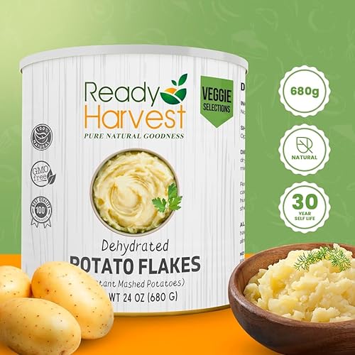 Miniatura 6 de Ready Harvest Alimentos Deshidratados - Hojuelas de Papa | Alimentos de Emergencia | Puré de Papa Instantáneo | Lata #10 | Vida Útil de 30 Años |