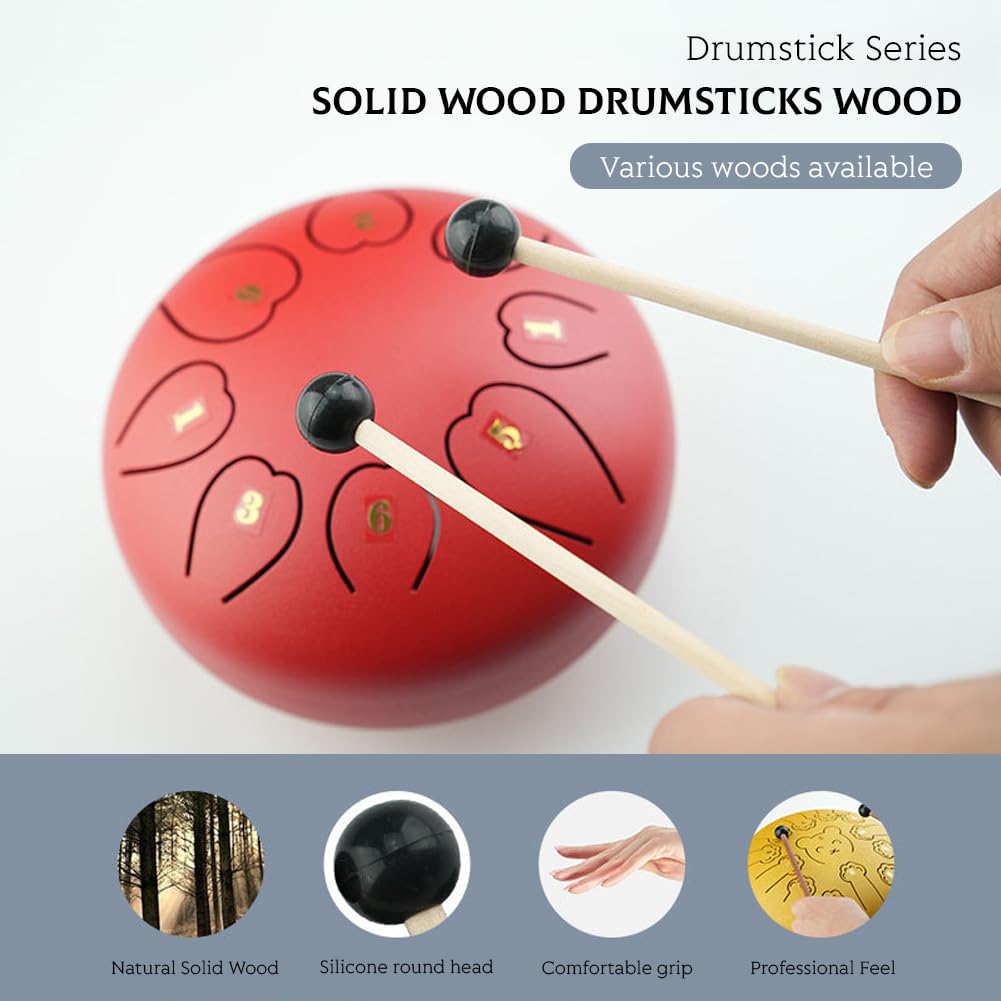 Glomora Steel Tongue Drum Mallets 4Pcs 6.5in Rubber Percussion Mallets for Child Drummers and Practitioners