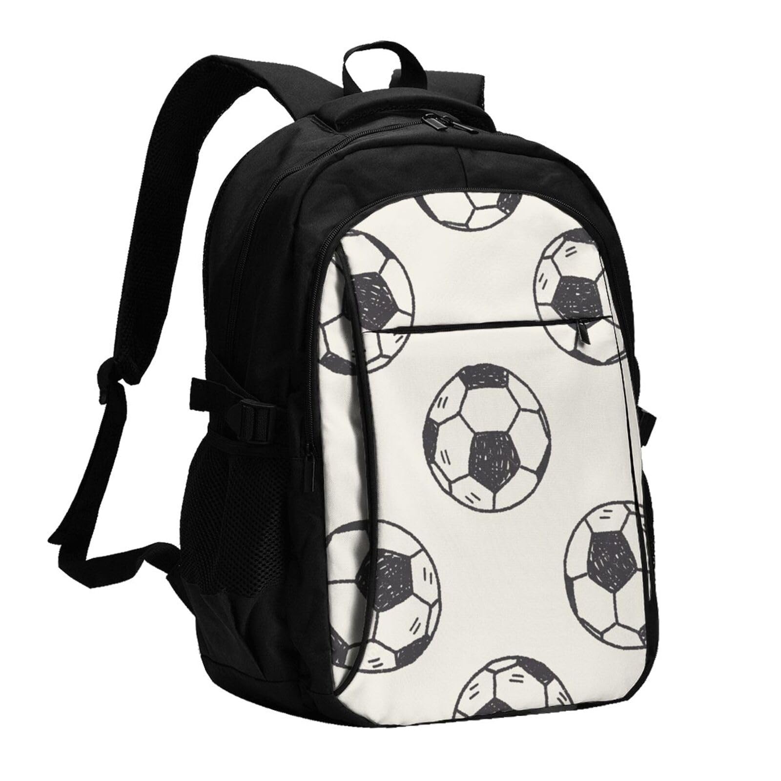 InOmak Pallone da calcio, Zaino da viaggio casual per laptop con porta di ricarica USB per uomo e donna
