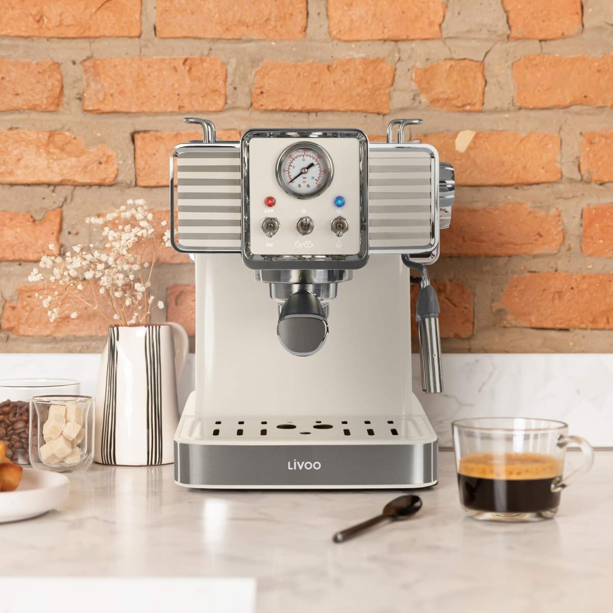 Livoo – Macchina da caffè espresso DOD174C – 15bar, caffè macinato e cialde ESE, 1,5L, 1350W