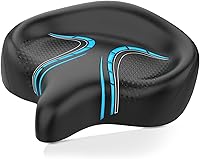 BLUEWIND Oversized Bike Seat with Backrest - Wide Comfort Saddle for Electric, Stationary, Road Bikes - Men & Women Universal Fit