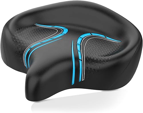 BLUEWIND Asiento de bicicleta de gran tamaño, asiento de bicicleta ancho, diseño de respaldo novedoso para bicicleta eléctrica, ajuste universal