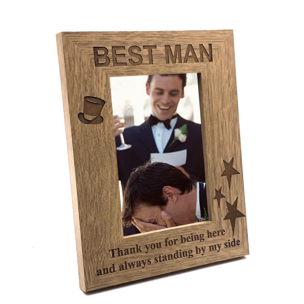 Ukgiftstoreonline Best Man Gift Wooden Photo Frame (4 X 6 Inch)