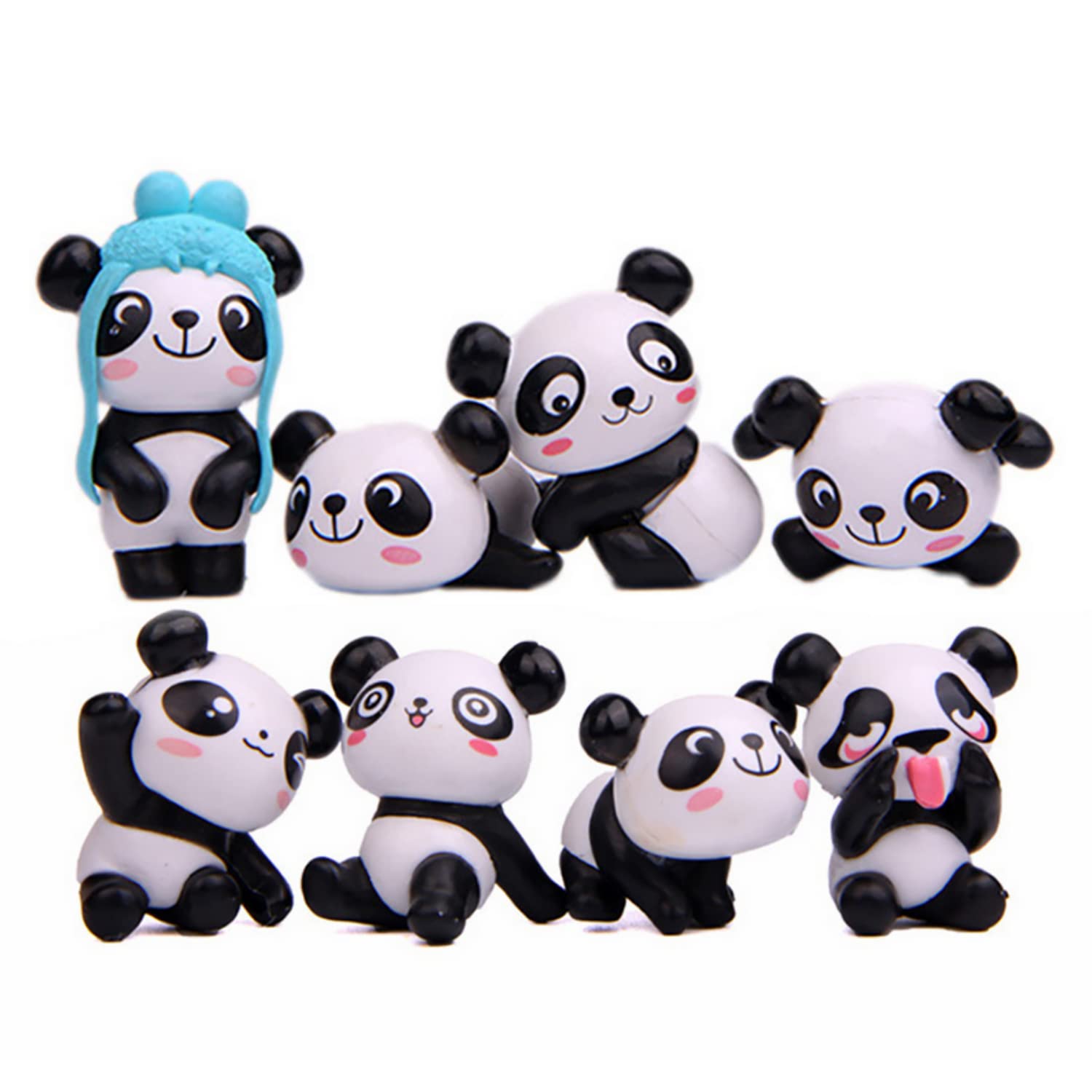 SKEIDO 8Pcs/Set Cute Cartoon Panda Toy Figurines Landscape Fairy Garden Miniature Decor Chinese style Kawaiii Pandas Animals models