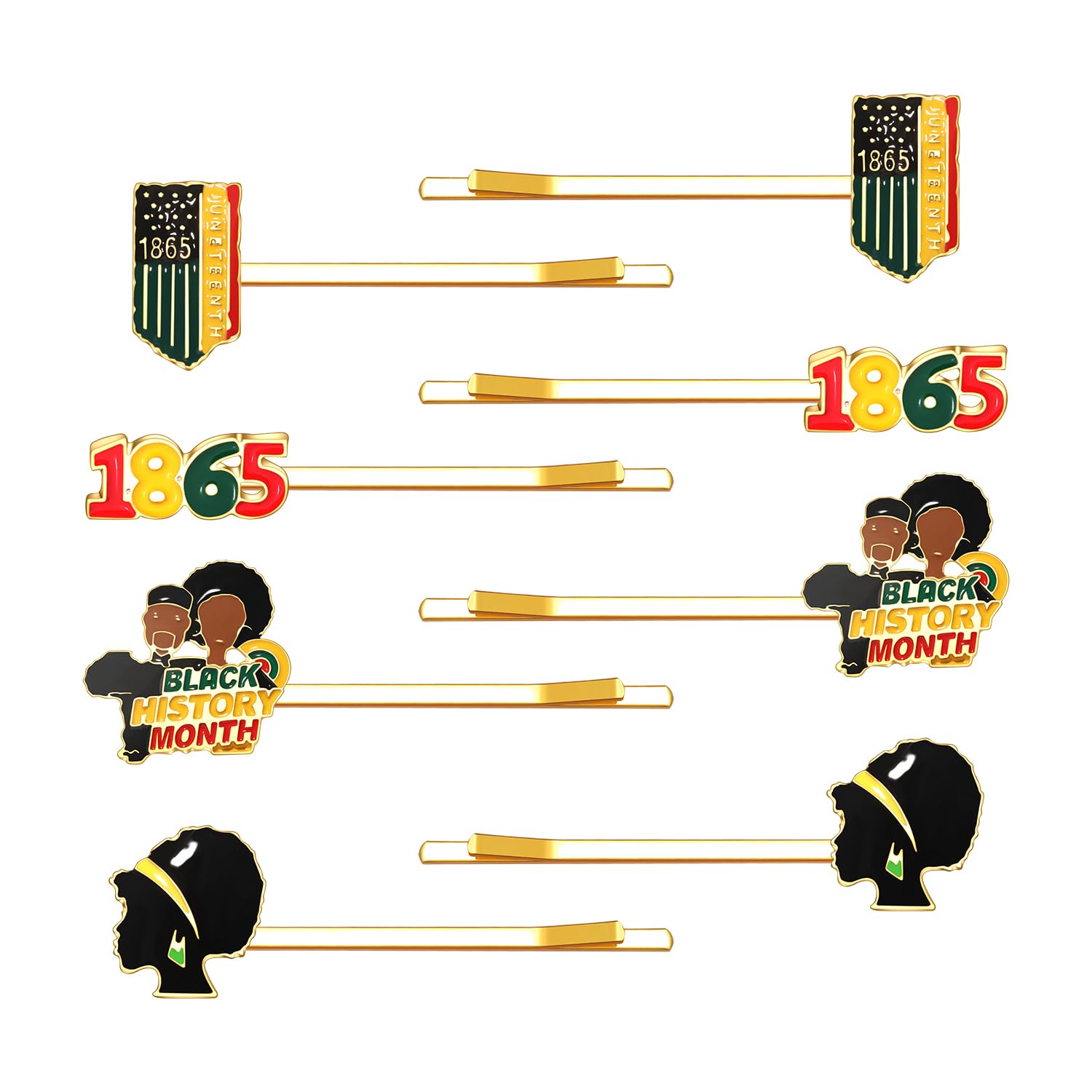 8 Pack Juneteenth Hair Bobby Pins African Hair Clips for Women Black History Month 1865 Black Women Hair Barrettes Juneteenth Hair Accessories Party